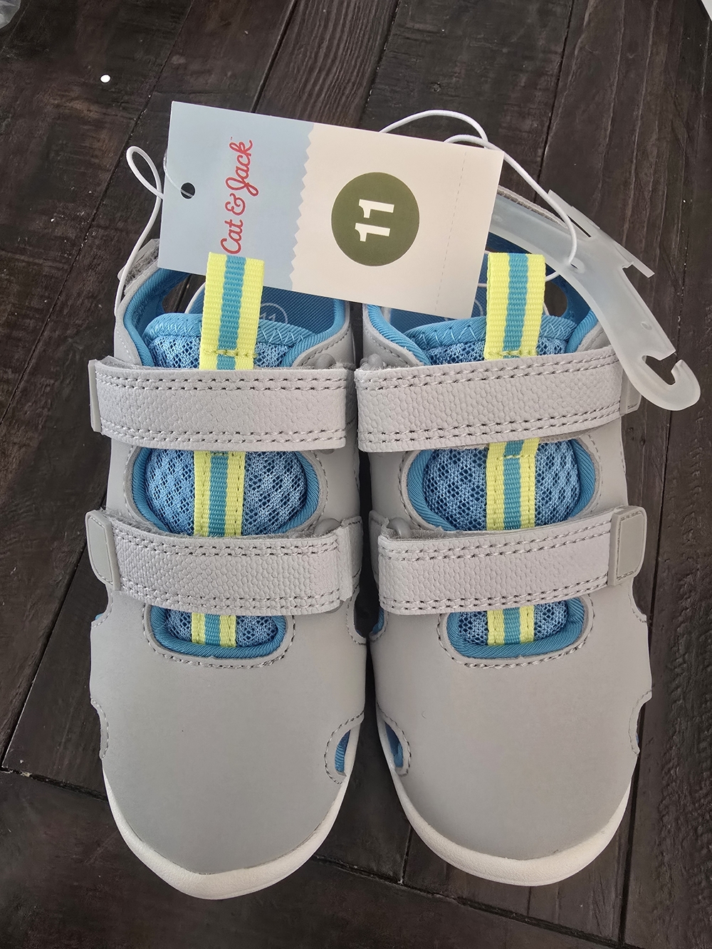 Cat & Jack Kids' Gray and Blue Hook-and-Loop Active Shoes